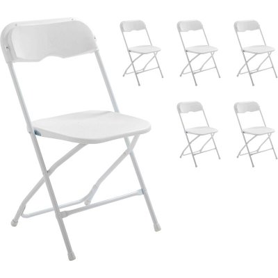 REKKEM Lot de 6 chaises pliantes 6 places poly&eacute;thyl&egrave;ne blanc