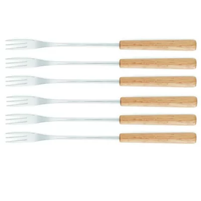 TABLE&COOK Lot De 6 Fourchettes Pour Fondue Bois Clair 3008187