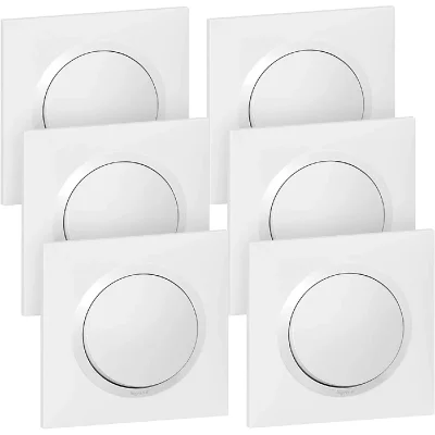LEGRAND Lot de 6 Interrupteurs Va et Vient  Dooxie Blanc Complet