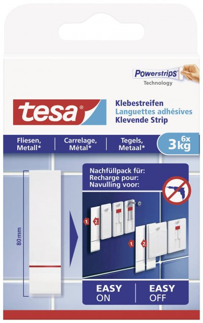 TESA Lot de 6 languettes adh&eacute;sives Smart mounting system  blanc