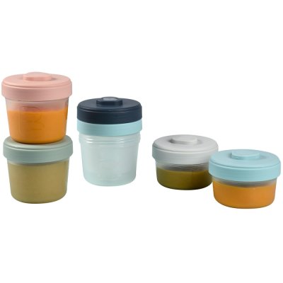 BEABA Lot de 6 pots de conservation bleu et rose (90 ml et 150 ml)