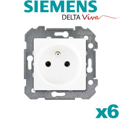 SIEMENS Lot de 6 Prises 2P+T blanc  delta viva  