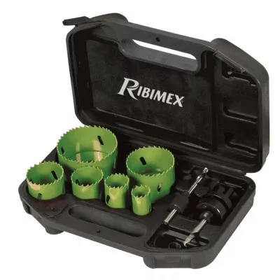 RIBIMEX Lot de 6 scies cloches acier 22/29/38/44/57/67 mm en malette