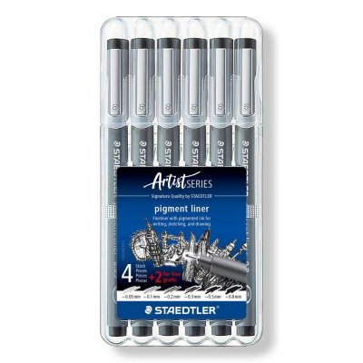 STAEDTLER Lot de 6 stylos-feutre -  - Pointe fine / moyenne - Noir