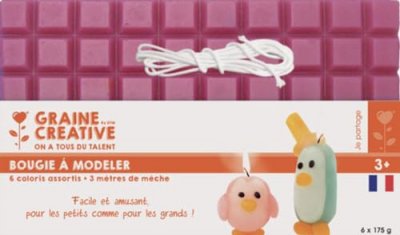 DTM Lot de 6 tablettes de 175G de bougie &agrave; modeler, 1000G + 3 M de m&egrave;che.