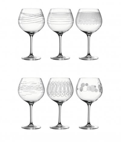 LEONARDO Lot de 6 verres &agrave; bourgogne grav&eacute;s 630ml verre transparent