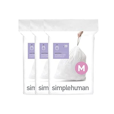 SIMPLEHUMAN Lot de 60 sacs poubelles sur-mesure en packs 45 L Blanc 