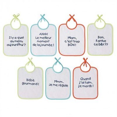 BABYCALIN Lot de 7 bavoirs naissance messages - 