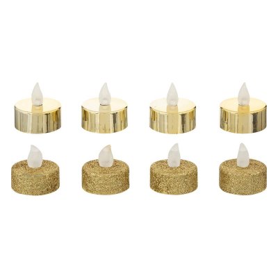 FEERIC LIGHT & CHRISTMAS Lot de 8 bougies LED chauffe-plats - paillet&eacute;es et m&eacute;tallis&eacute;es - Or