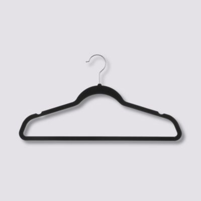 PARIS PRIX Lot de 8 cintres pour v&ecirc;tements en feutrine L. 45 2 cm noir