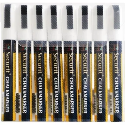 SECURIT Lot de 8 feutres craie, coloris blanc