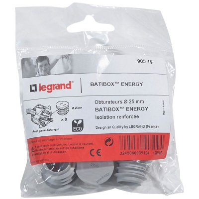 LEGRAND Lot de 8 obturateurs pour bo&icirc;te &agrave; encastrer Ecobatibox - diam&egrave;tre25mm