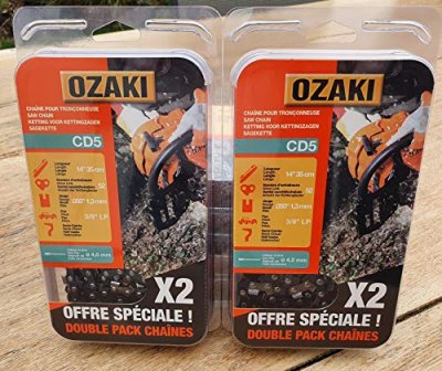 OSAKI Lot de deux cha&icirc;nes de tron&ccedil;onneuse OZAKI sous coque semi carr&eacute;e: