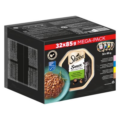 SHEBA Lot mixte  32 x 85 g - Sauce Lover (saumon, thon, poulet, canard)