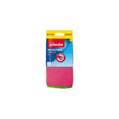 VILEDA Lot  de 2 chiffons microfibres multiusage color&eacute;s 77605