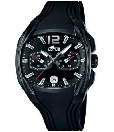 LOTUS  - 15757-1 - Poom - Montre Homme - Quartz Analogique - Cadran Noir - Bracelet Caoutchouc Noir