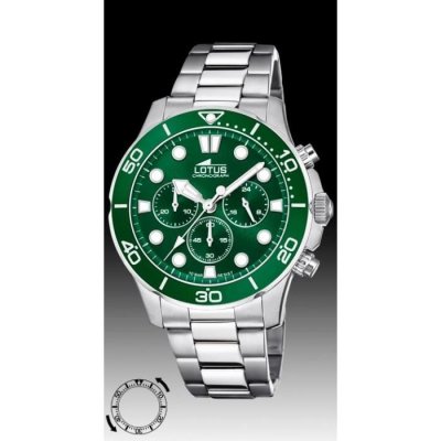 LOTUS  homme chronographe 18756/2 acier cadran fond vert
