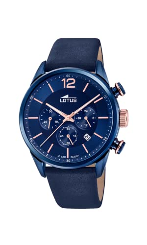 LOTUS  Montre Homme Chrono Acier Cuir Bleu 18681-2