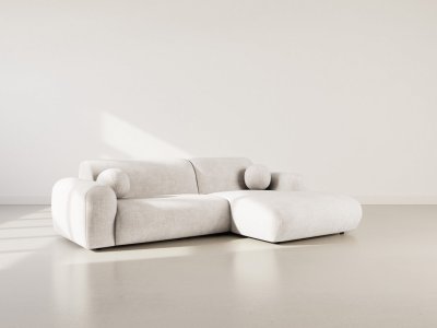 BEST MOBILIER Louise - Canap&eacute; d'angle droit 4 places en velours textur&eacute; - Beige