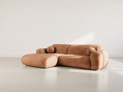 BEST MOBILIER Louise - Canap&eacute; d'angle gauche 4 places en velours textur&eacute; - Terracotta