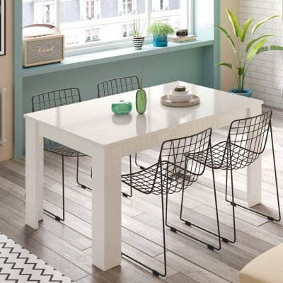 Loungitude - Table &agrave; manger extensible L140/190 cm - Blanc brillant