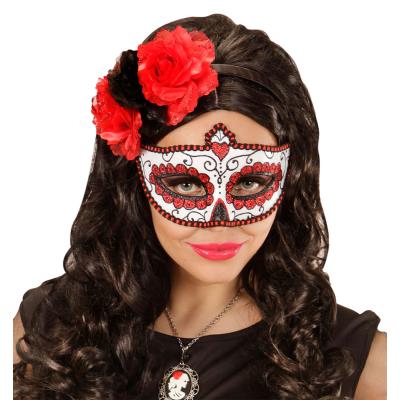 GENERIQUE Loup color&eacute; rouge paillett&eacute; adulte Dia de los muertos
