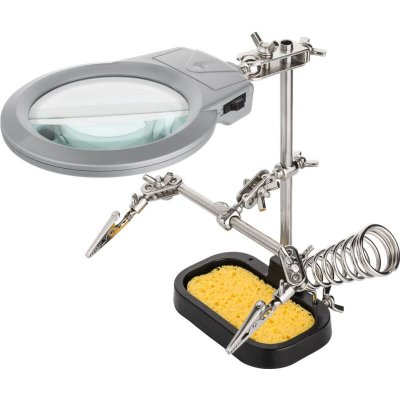 FIXPOINT Loupe et lampe LED pour poste &agrave; souder avec support  Goobay