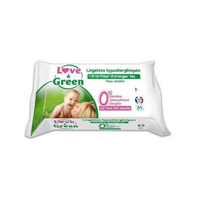 LOVE & GREEN Love And Green Lingettes Parfum&eacute;es Paquet de 64