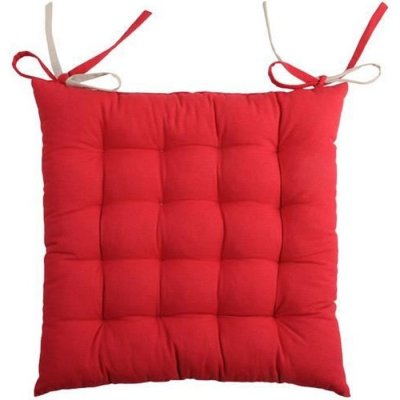 Lovely Casa Galette 16 Points, Romantique, Rouge Lin, 40 x 40 cm