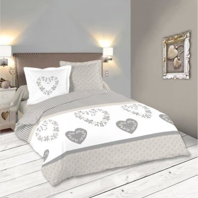 LOVELY CASA  Housse de Couette, UNI, Gris, 240x220 cm