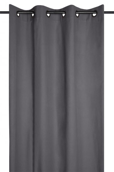 Lovely Casa R61490005 Duo Rideau Occultant Uni Coton Gris 240 x 135 cm