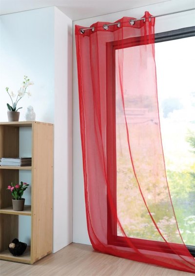 Lovely Casa R61697014VL MONNA Voilage Polyester Rouge 260 x 135 cm