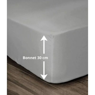 LOVELY HOME  Drap Housse 100% coton 180x200x30 cm gris clair