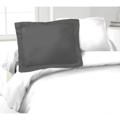 LOVELY HOME  Lot de 2 Taies d'Oreillers 100% coton 50x70 cm gris fonc&eacute;