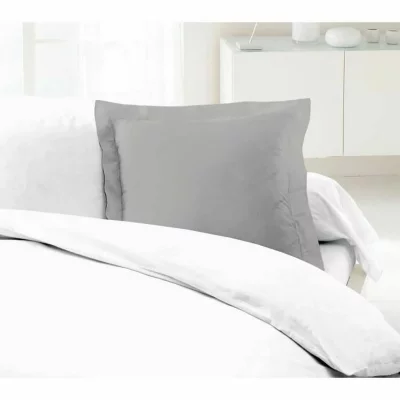 LOVELY HOME  Lot de 2 Taies d'Oreillers 100% coton 63x63 cm gris clair