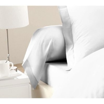 LOVELY HOME  Lot de 2 Taies de Traversin 100% coton 85x185 cm - Blanc