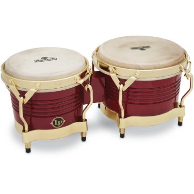 LATIN PERCUSSION LP Matador Wood Bongos Red Gold Hardware