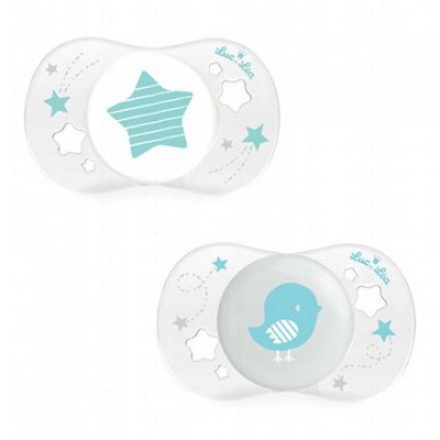 LUCETLEA LUC ET LEA SUCETTE SYMETRIQUE SILICONE 0-2mois Etoile ou Oiseau Bleu