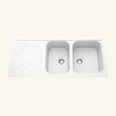 LUISINA  - vier granit blanc arpege 2 bacs 1 &eacute;gouttoir - blanc