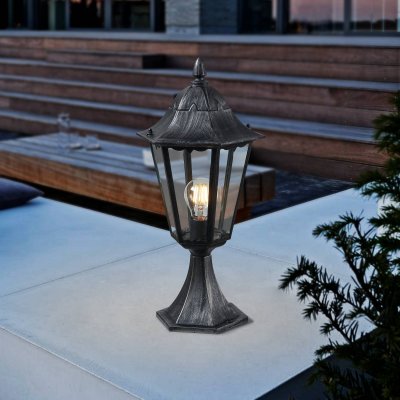 EGLO Lumi&egrave;re ext&eacute;rieure navedo noir, argent-patina, E27 max. 1X60W - 