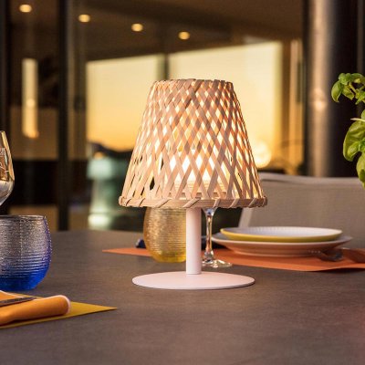 LUMISKY  - Lampe de table sans fil led ibiza Beige Bambou H26CM - Beige