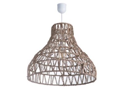 LUSSIOL  Luminaire Satna, suspension rotin, 60 W, blanc, &oslash; 49 x H 42 cm