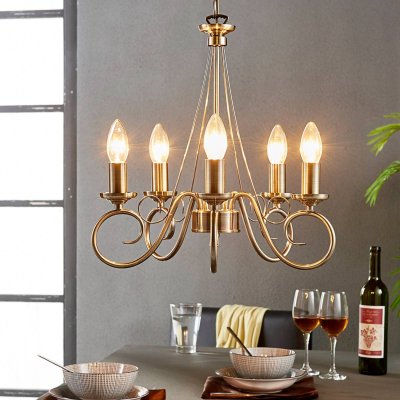 LINDBY Lustre &agrave; intensit&eacute; variable 'Marnia' en m&eacute;tal pour salon & salle &agrave; manger - laiton ancien