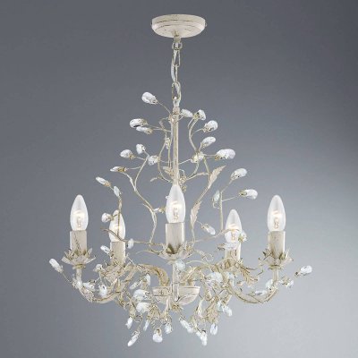 SEARCHLIGHT Lustre Almandite &agrave; 5 lampes, cr&egrave;me-dor&eacute;