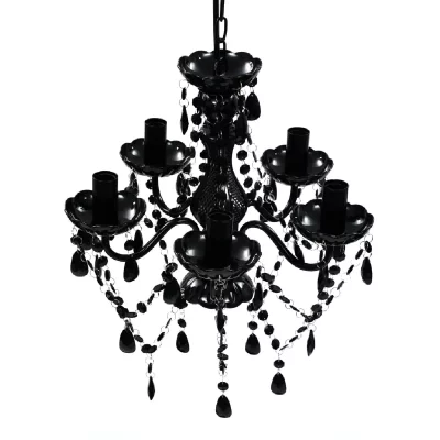 VIDAXL Lustre avec 5 ampoules Crystal noir  - Noir