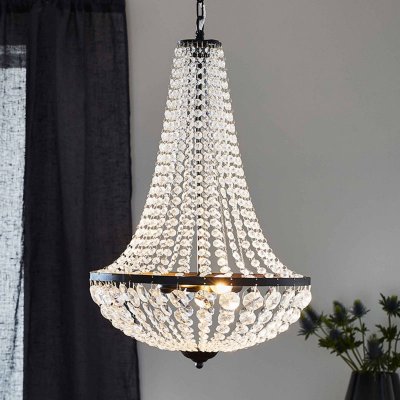 MARKSLOJD Lustre avec pampilles en verre et cha&icirc;ne en m&eacute;tal GRANSO 2L noir noir