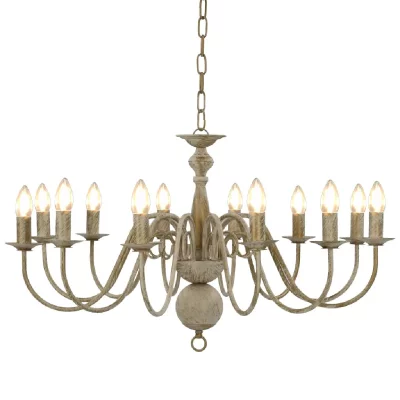 VIDAXL Lustre Blanc antique 12 ampoules E14  Blanc