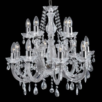 SEARCHLIGHT Lustre classique MARIE THERESE &agrave; 12 lampes chrom&eacute;