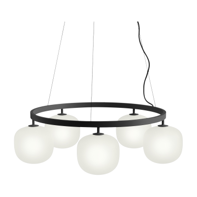 MUUTO Lustre en aluminium noir et verre souffl&eacute; Rime - 
