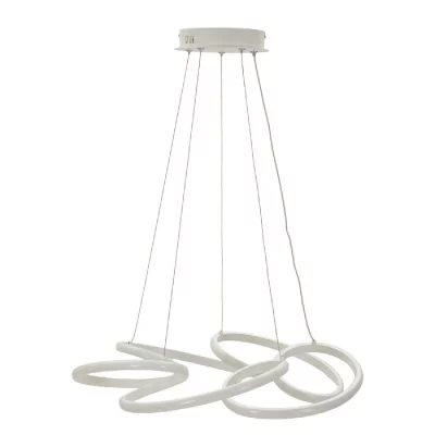 MAURO FERRETTI Lustre LED en m&eacute;tal blanc &agrave; 3 lumi&egrave;res, &oslash; 55 x 120 cm